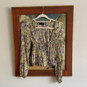 Urban Outfitters Floral Blouse - Purple and Cream